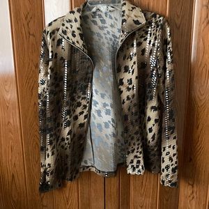 NWOT SOOS By Misook Sparkling Glitter Blouse Size L sipper Closure Long Sleeves